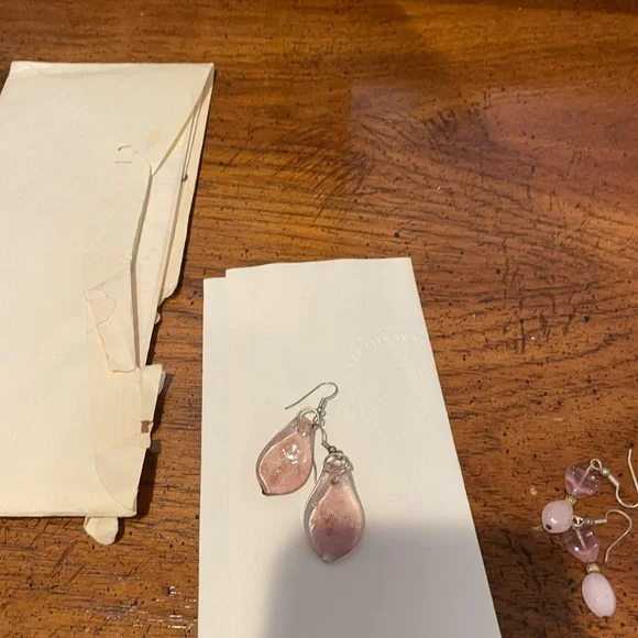 Artisan Pink and Gold Leaf Pendant Necklace Set… NWOT - Picture 4 of 8